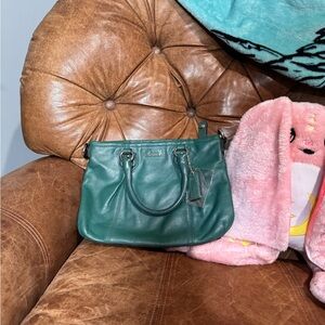 Coach Ashley Mini Green Leather Bag